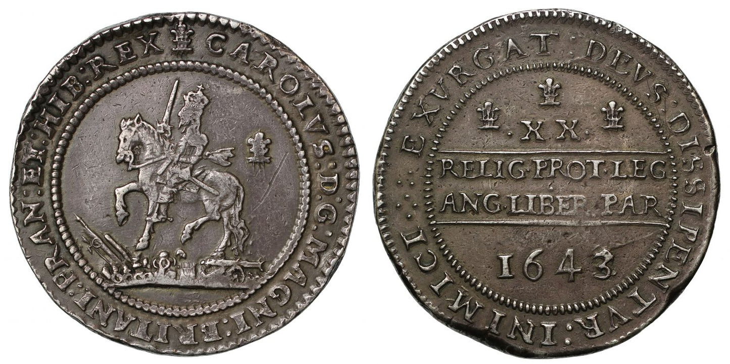 Charles I 1643 Oxford Pound, 3 over 2, very rare overdate die