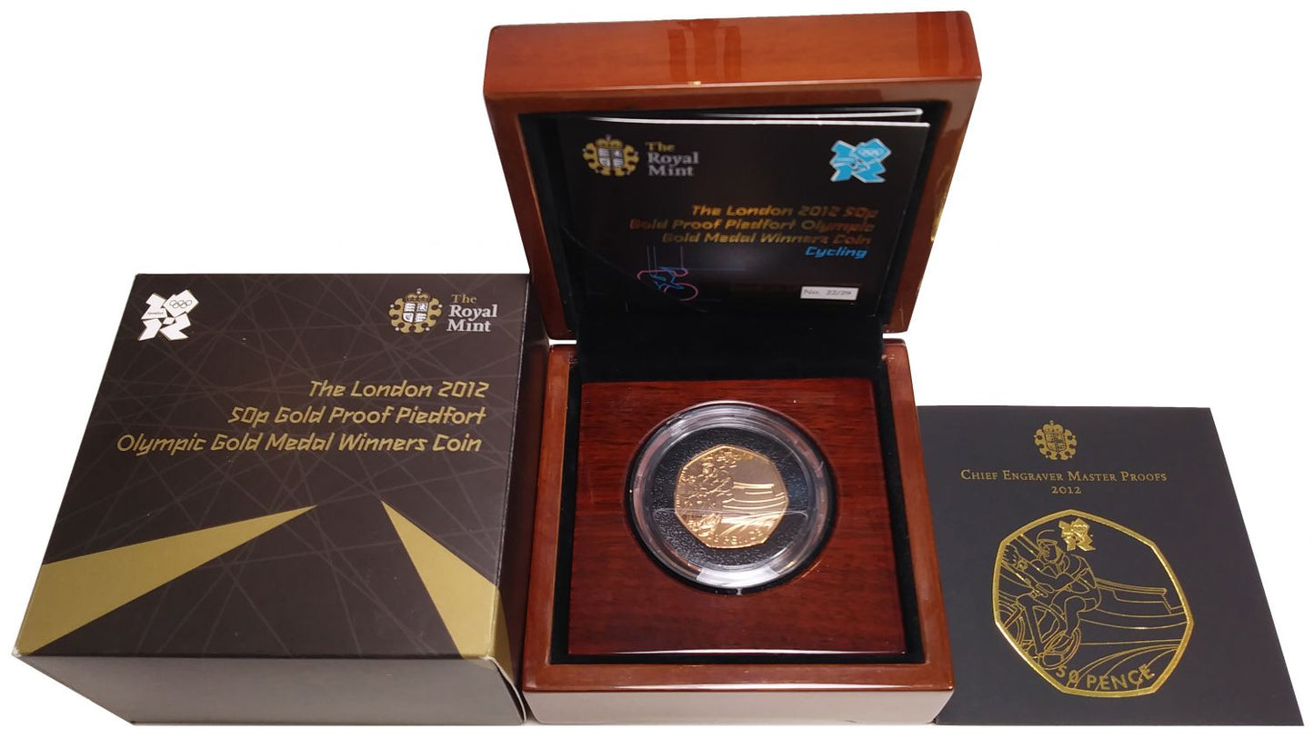 Elizabeth II 2012 gold proof Fifty Pence Piedfort - Olympics Cycling