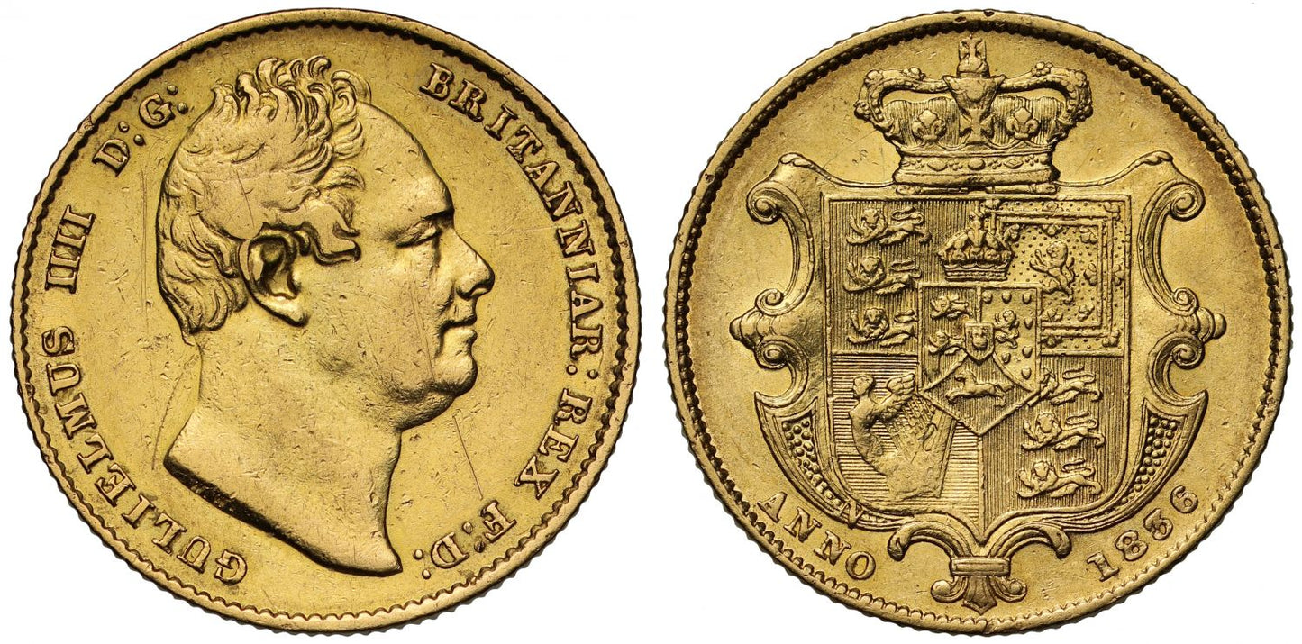 William IV 1836 Sovereign N of ANNO on shield, extremely rare