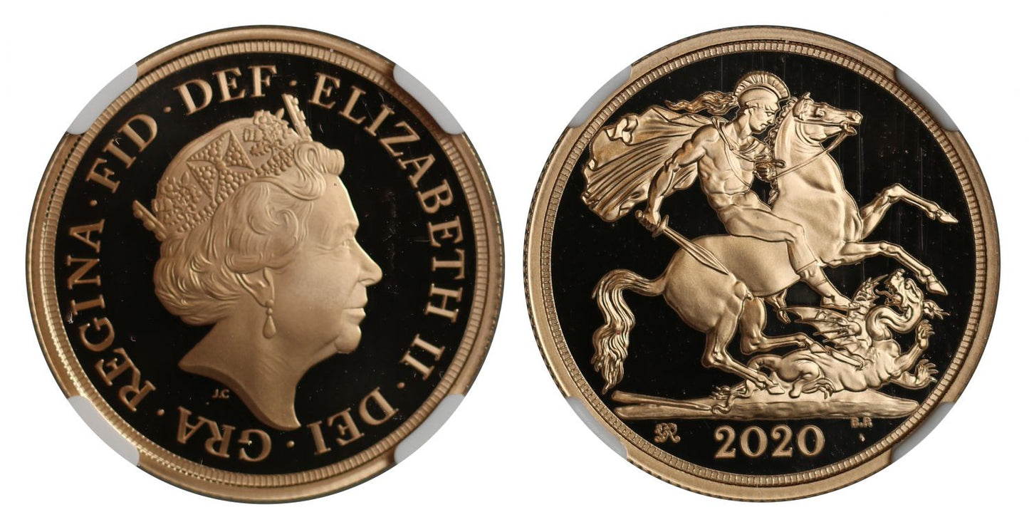 Elizabeth II 2020 gold PF70 UC Two-Pounds, privy mark