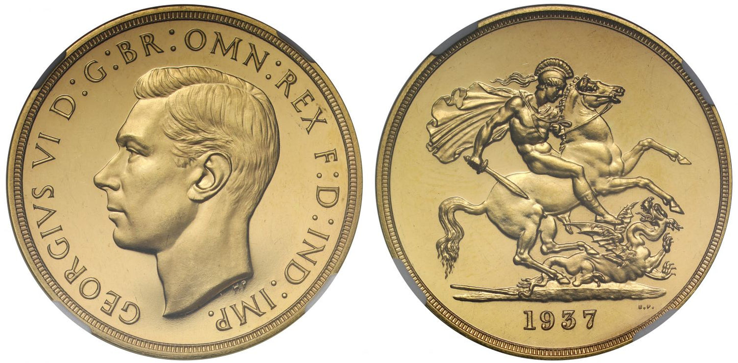 George VI 1937 proof Five-Pounds, PF63*, Coronation issue