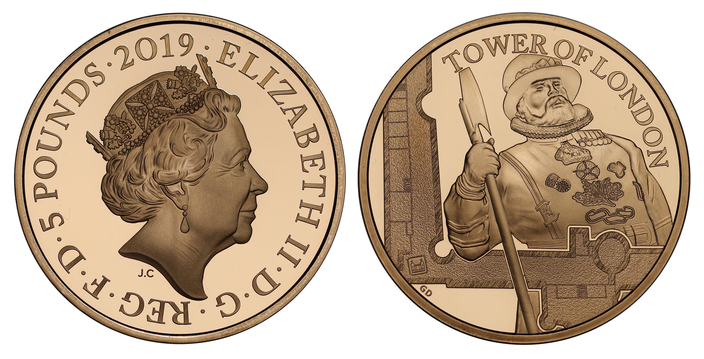 *Elizabeth II 2019 proof Five-Pounds PF70 UC Yeoman
