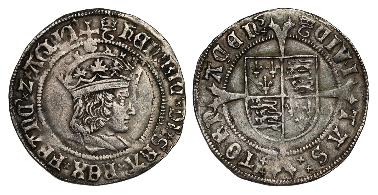 Henry VIII Groat, struck in Tournai in 1514, very rare mint, mm crowned t