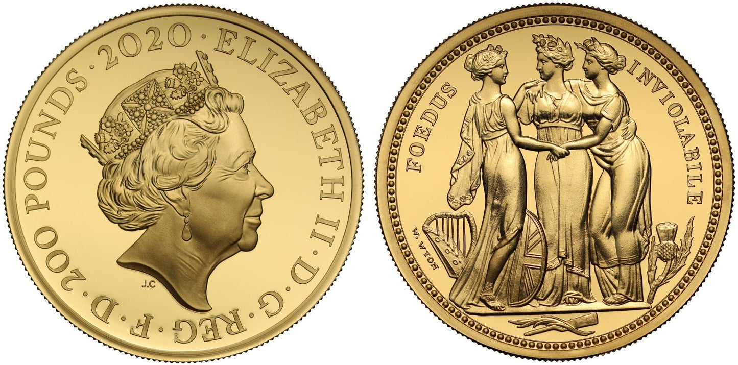 Elizabeth II 2020 gold PF70 UC 2oz Three Graces