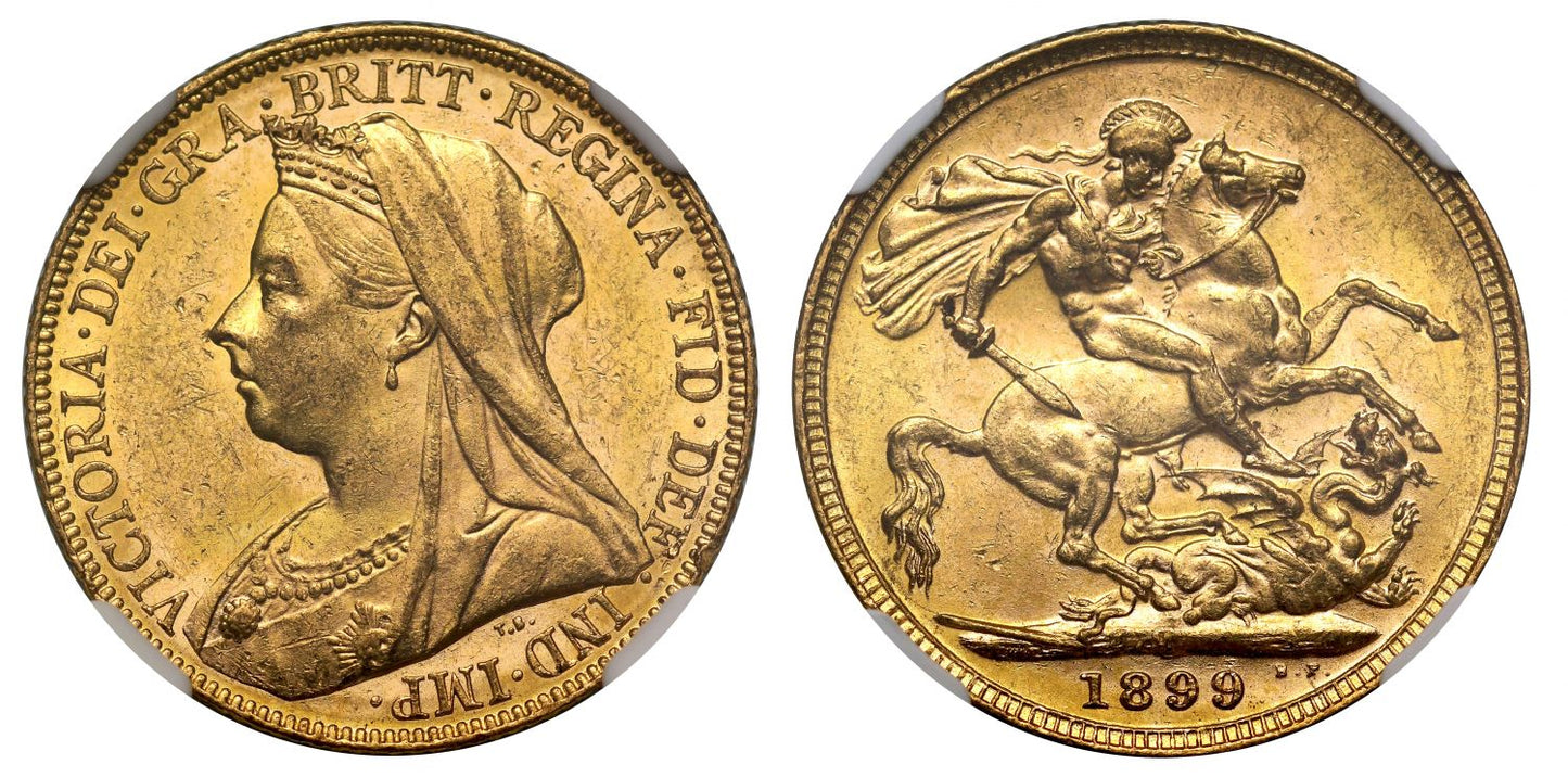 Victoria 1899-M Sovereign Melbourne mint old head MS62