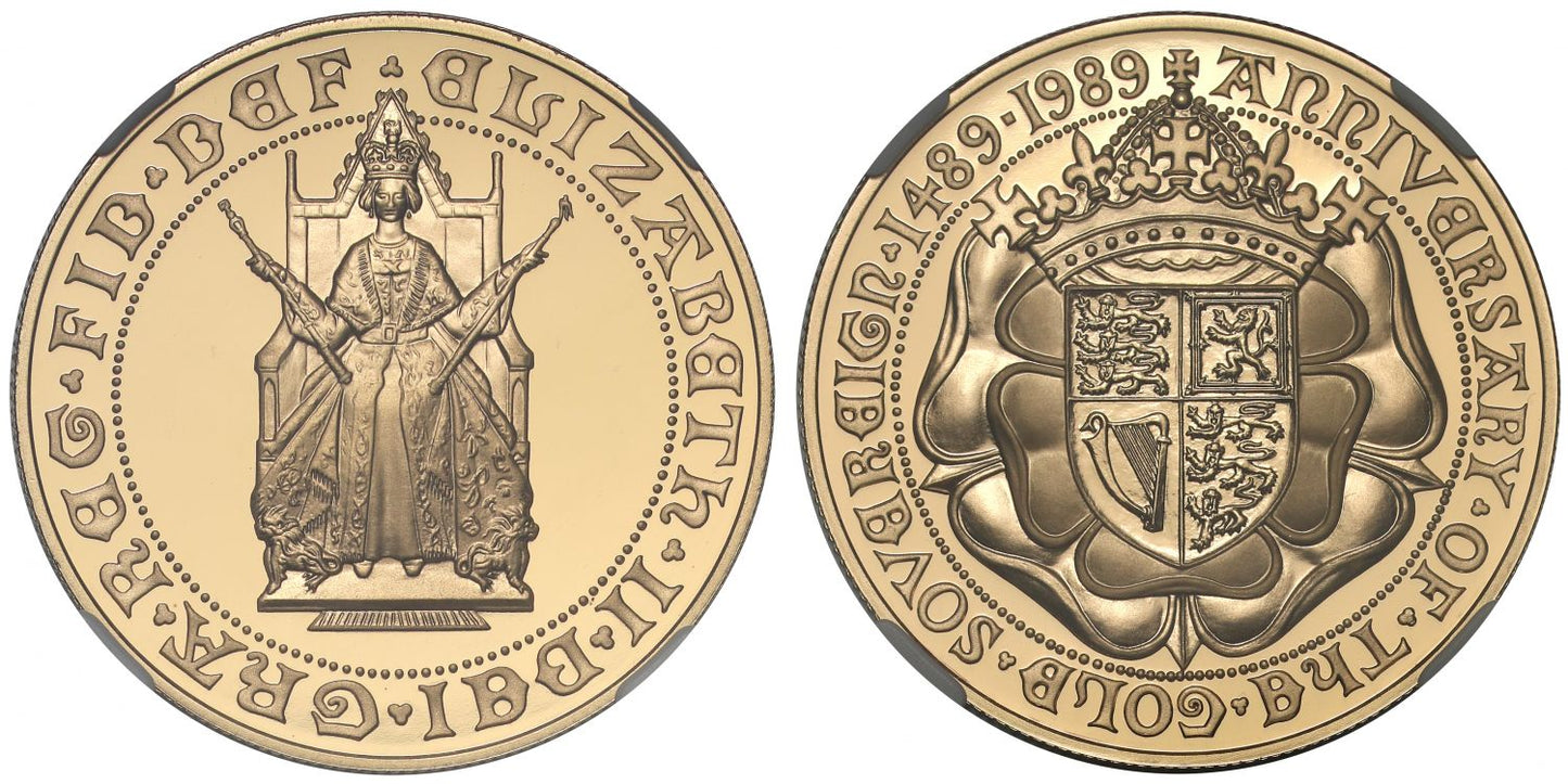 Elizabeth II 1989 proof Five-Pounds PF69 UCAM
