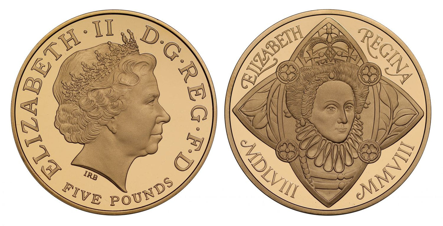 Elizabeth II 2008 proof Five-Pounds - Elizabeth I