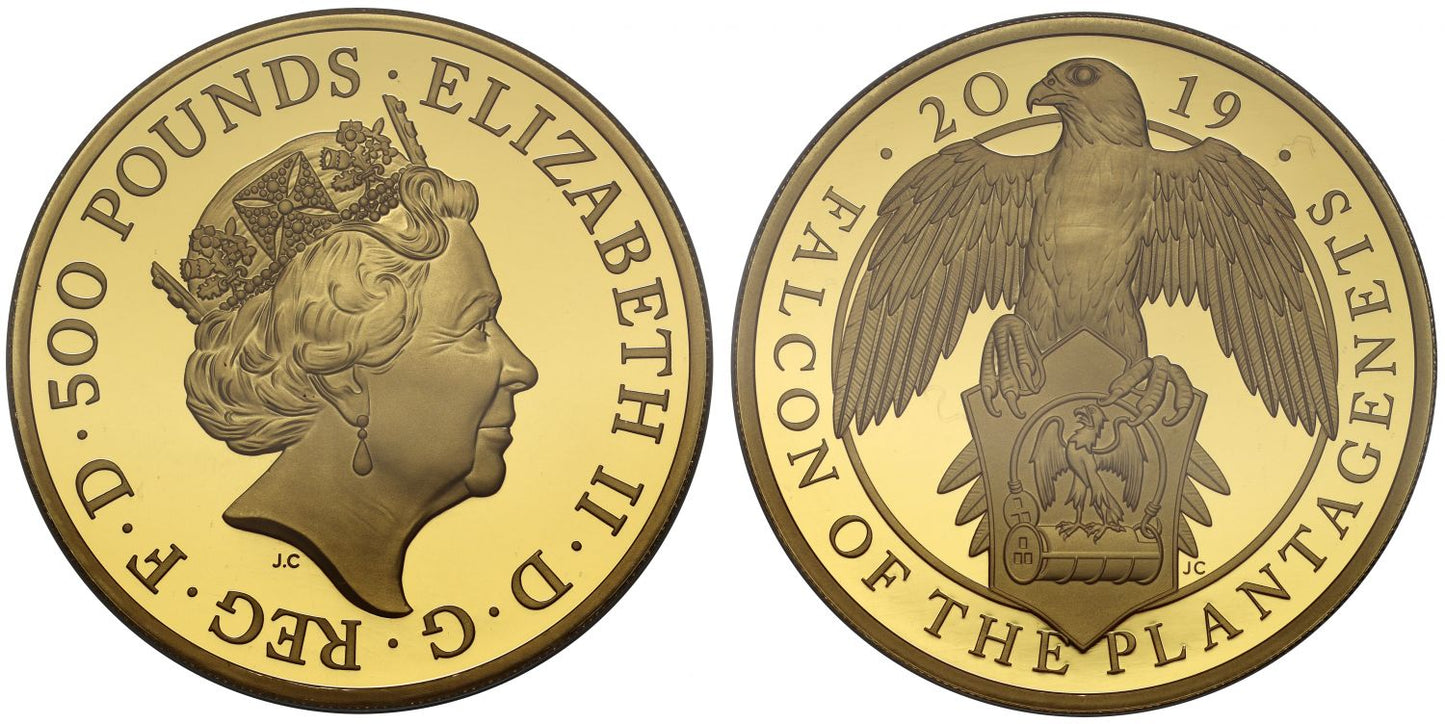 Elizabeth II 2019 gold proof 5oz Falcon PF70 UCAM