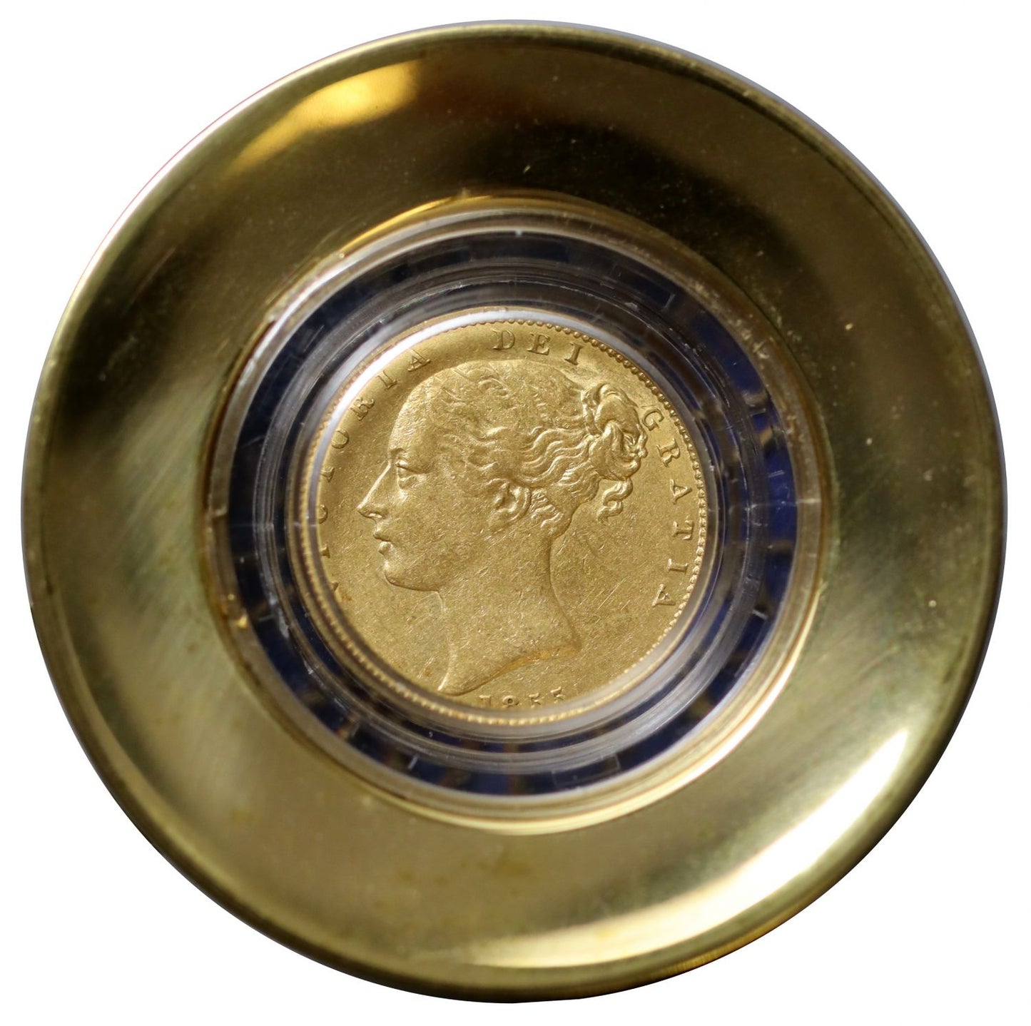 Victoria 1855 Sovereign, WW incuse, ex Douro Cargo, presentation gift set