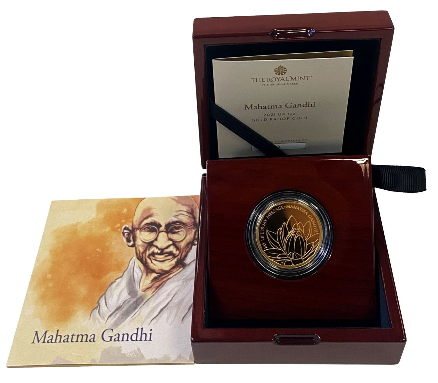 * Elizabeth II 2021 gold proof 1oz Gandhi
