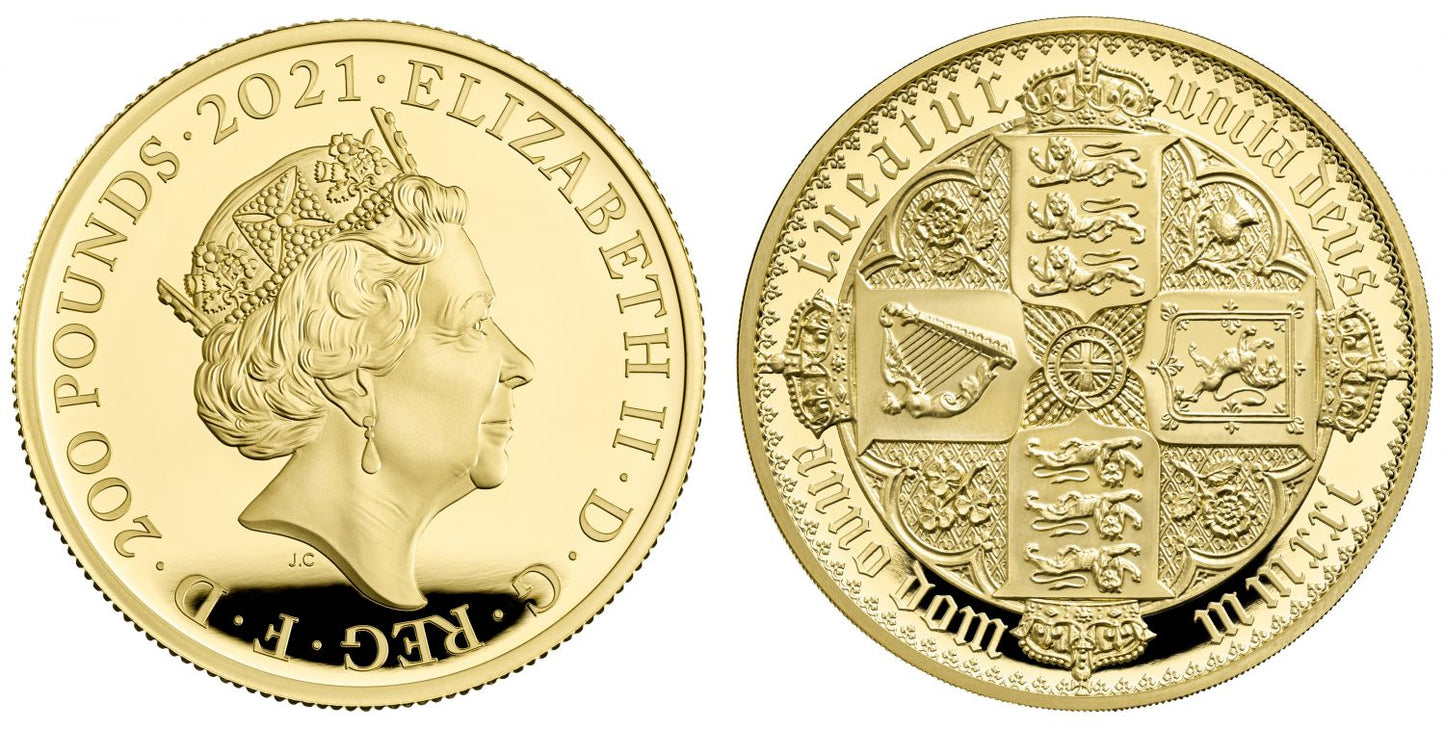 * Elizabeth II 2021 gold proof 2oz Gothic Crown QA