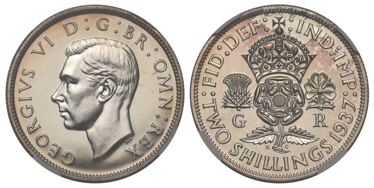 George VI 1937 proof Florin, PF65, Coronation issue