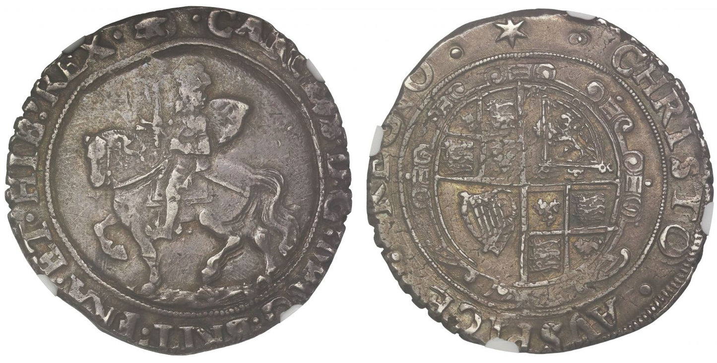 Charles I Halfcrown, Tower Mint, mm star, AU53, finest graded, ex Ryan, Osborne and Adams