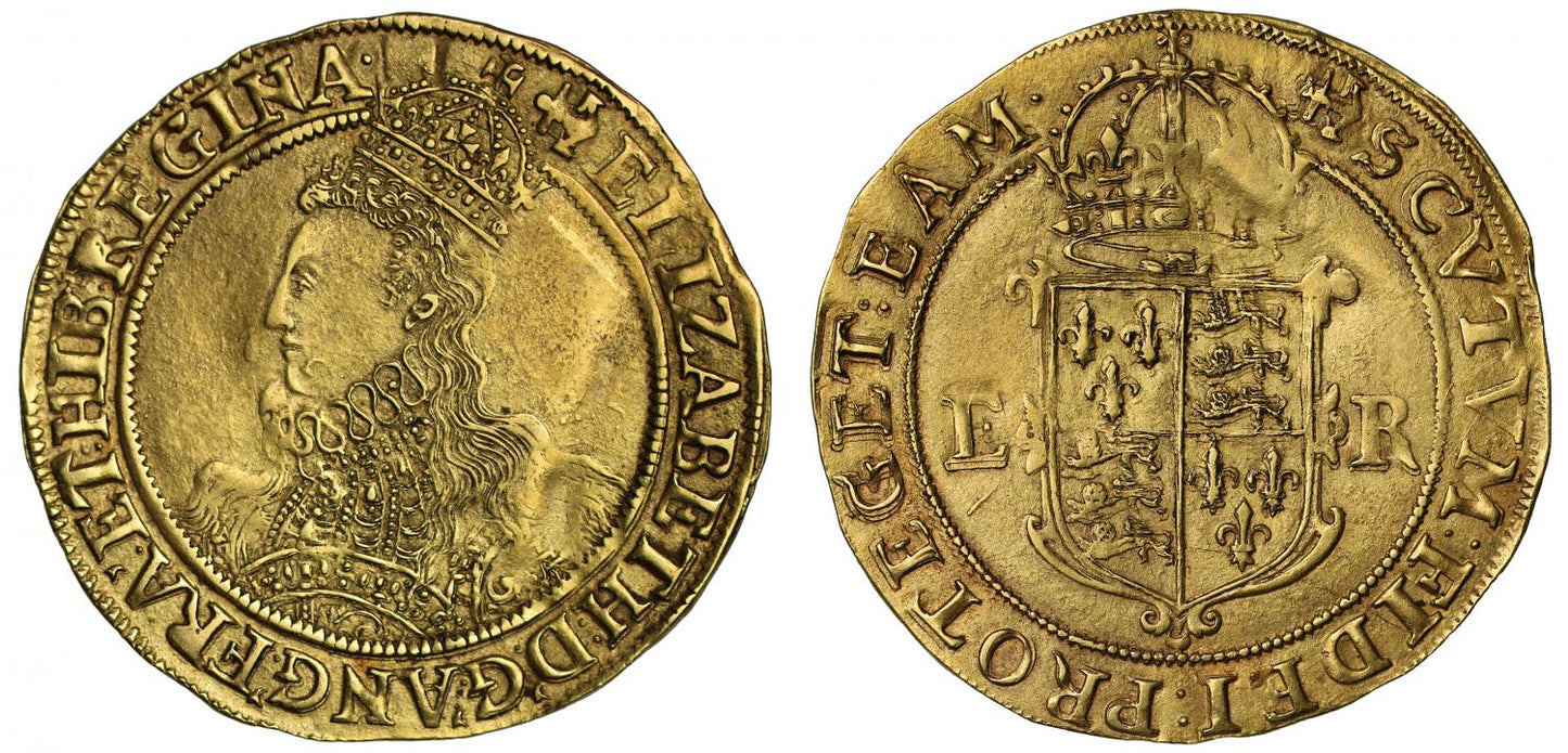 Elizabeth I gold Pound, mm anchor/key, very rare, ex Mallinson, Clarendon and Comber