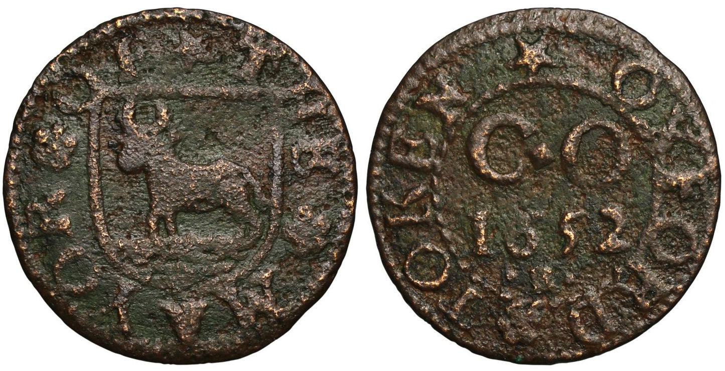 17th Century Farthing Token Oxfordshire, City of Oxford, arms with bull