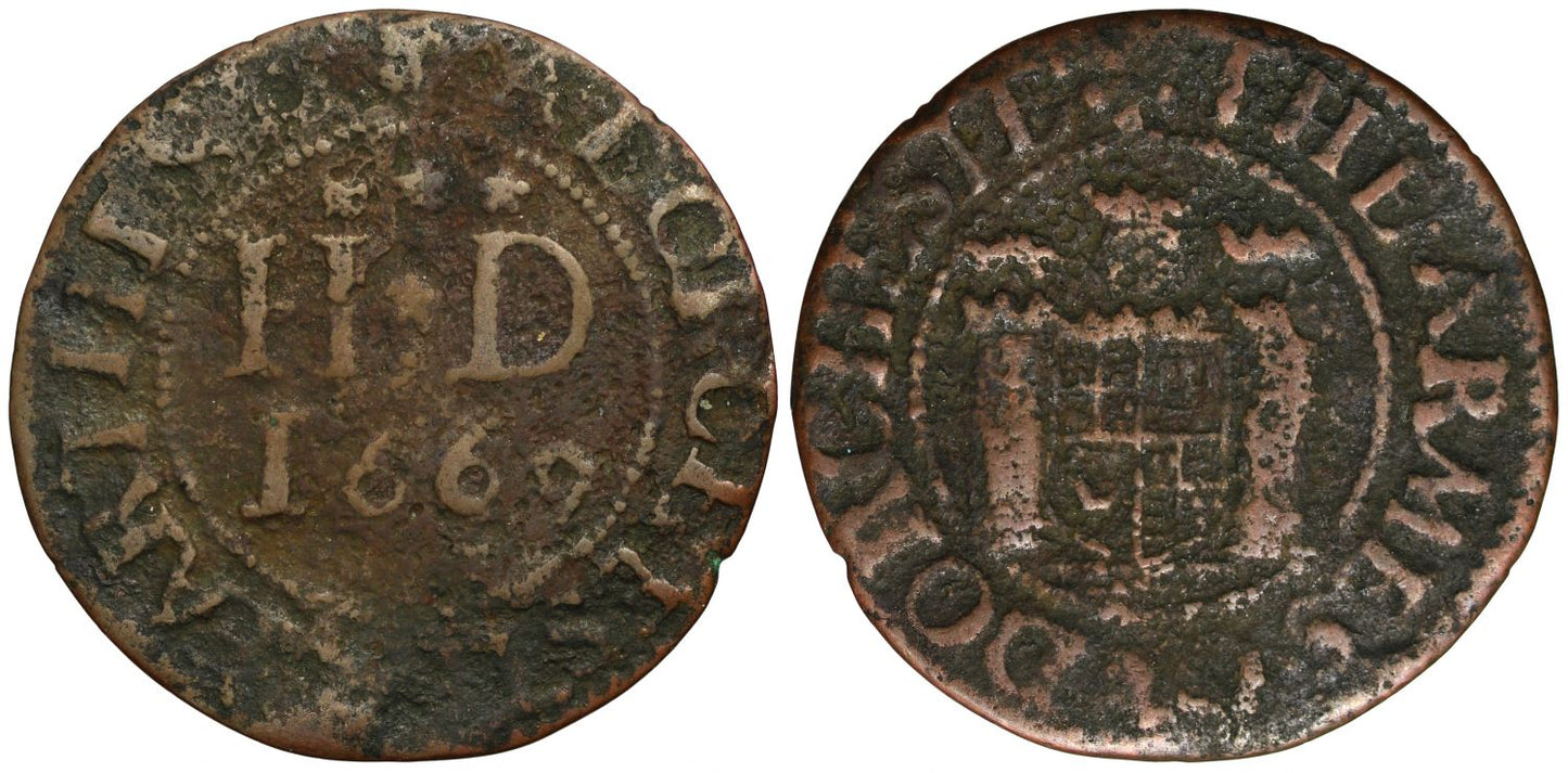Dorset 17th century Token, Dorchester Town Farthing, 1669