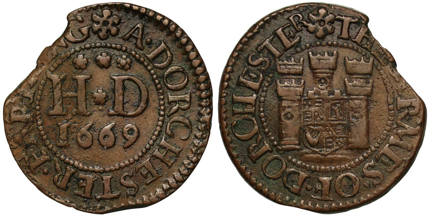 Dorset 17th century Token, Dorchester Town Farthing, 1669