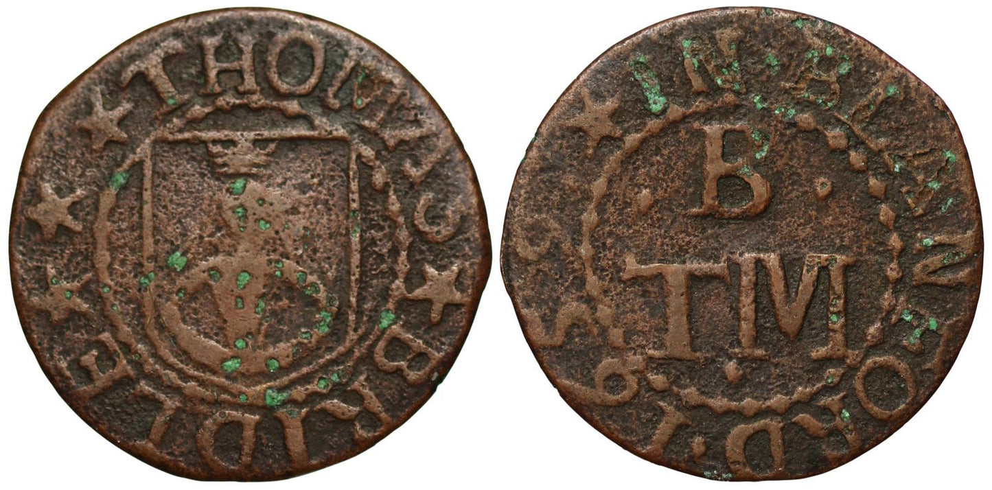 Dorset 17th century Token, Blandford Forum, Thomas Bridle, Farthing 1659