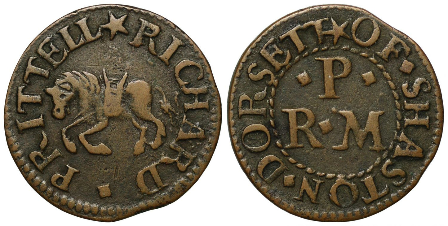 Dorset 17th century Token, Shaftesbury, Richard Prittell Farthing, packhorse