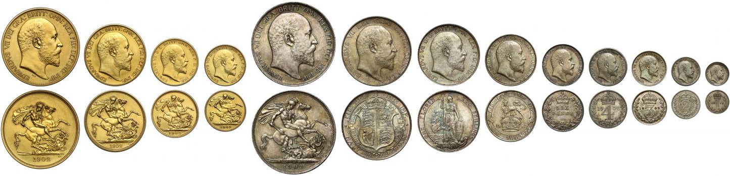 Edward VII 1902 13-coin matt proof Set in case of issue, Coronation