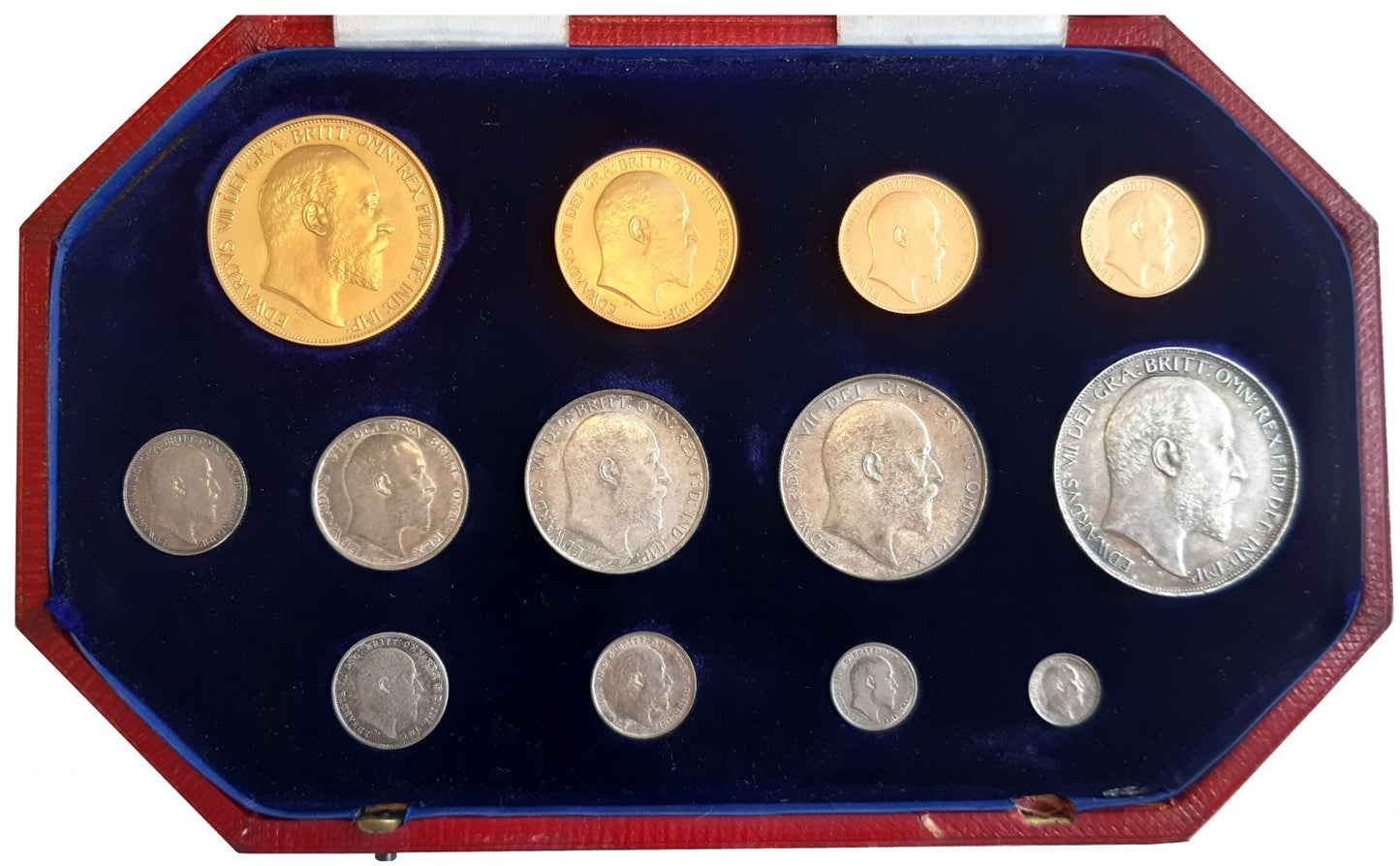 Edward VII 1902 13-coin matt proof Set in case of issue, Coronation
