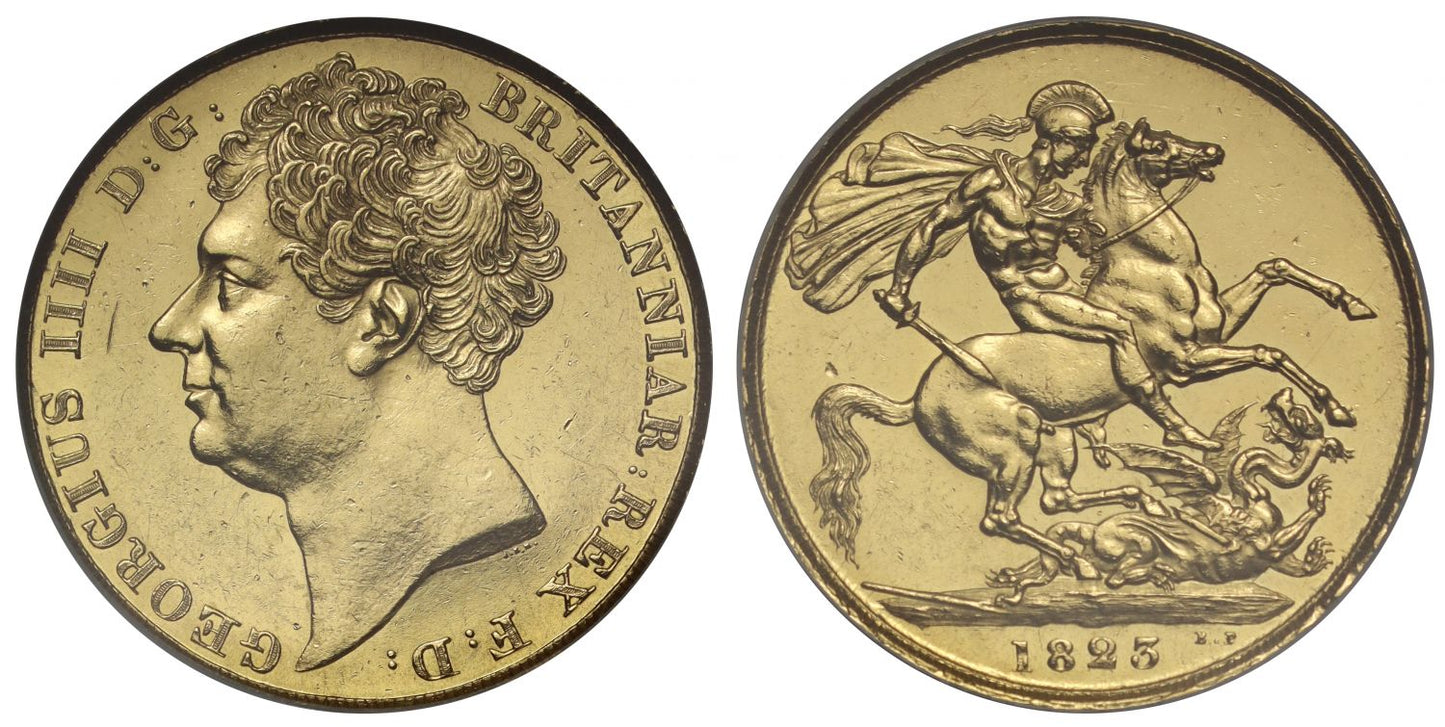 George IV 1823 Two-Pounds AU58, 200th anniversary in 2023