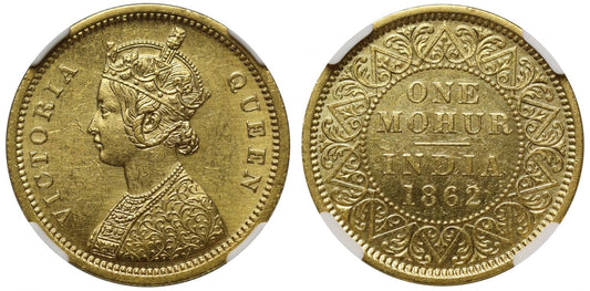 Victoria, Gold Mohur, 1862C, AU DETAILS.