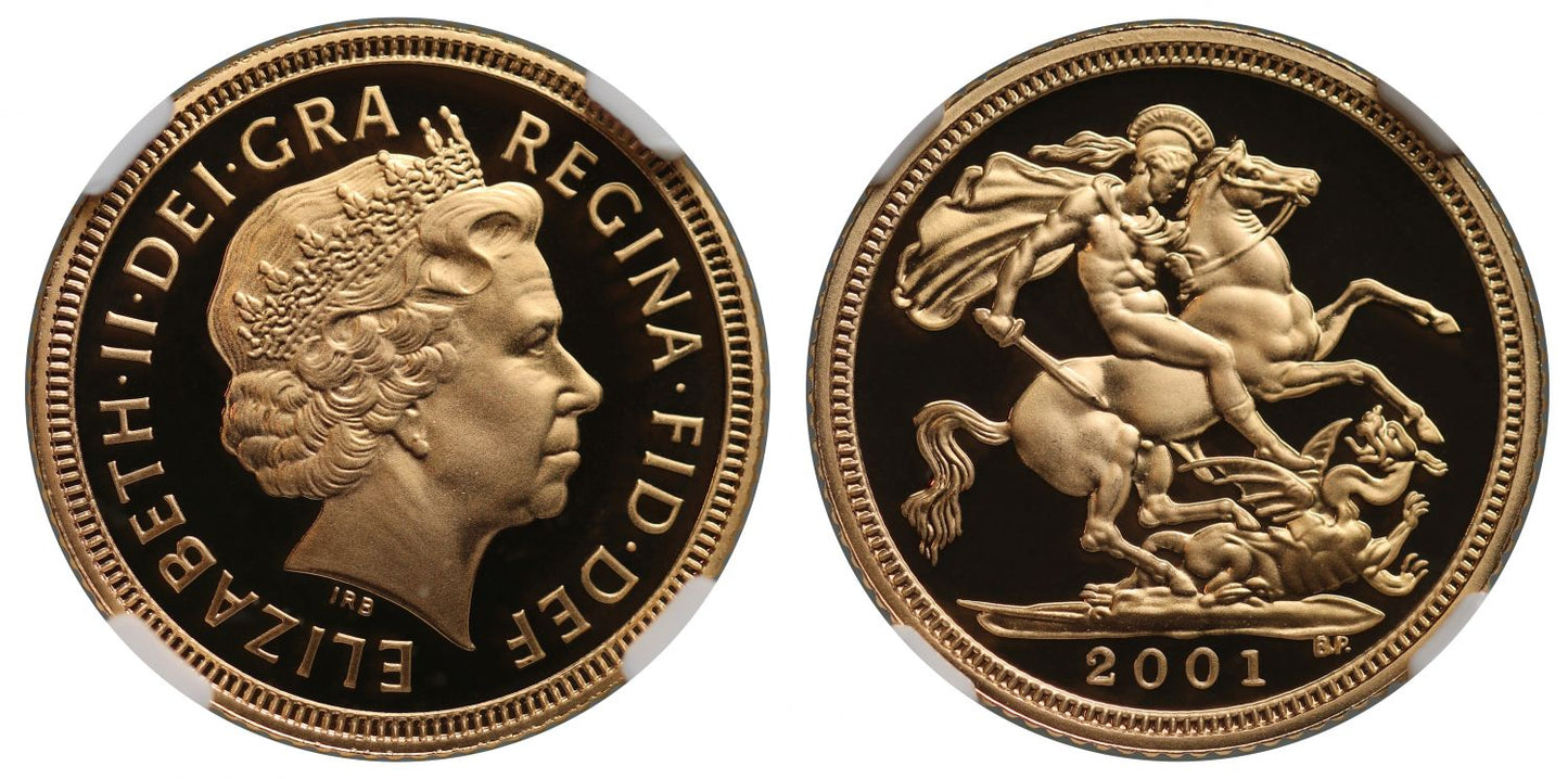 * Elizabeth II 2001 proof Half-Sovereign PF70 UCAM