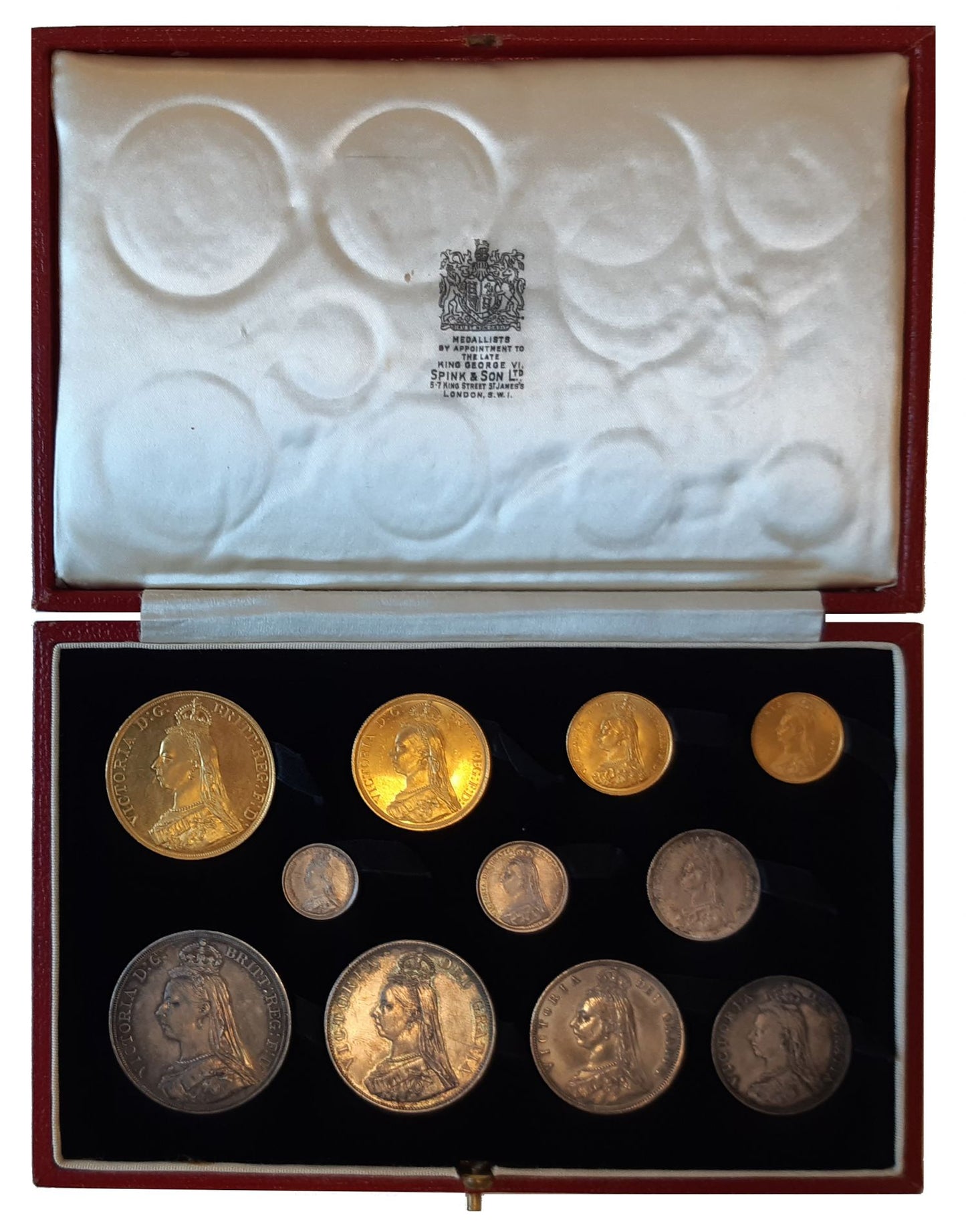 Victoria 1887 11-coin Golden Jubilee currency coin Set in Spink box