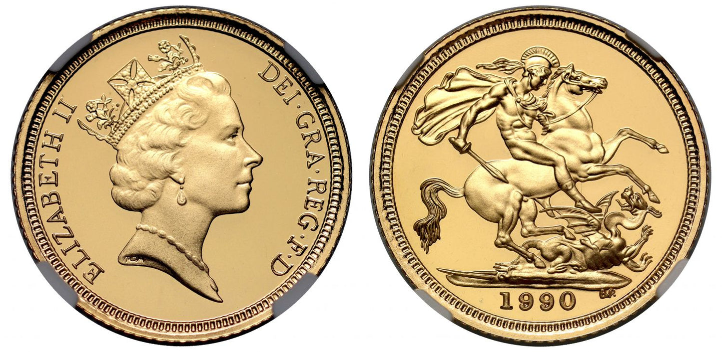 Elizabeth II 1990 PF70 UCAM Half-Sovereign