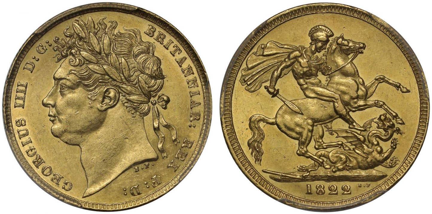 George IV 1822 Sovereign, laureate head, MS61