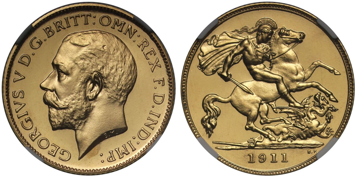 George V 1911 proof Half-Sovereign, PF65*, ex Erwin Warth collection