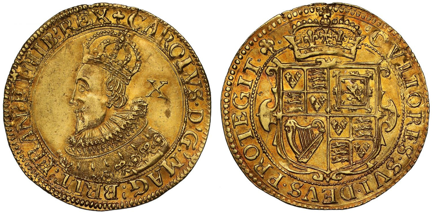 Charles I pattern Double Crown, mm trefoil UNIQUE, ex Martin, Bergne, Addington, Montagu, Murdoch, Carter, Brooker and English