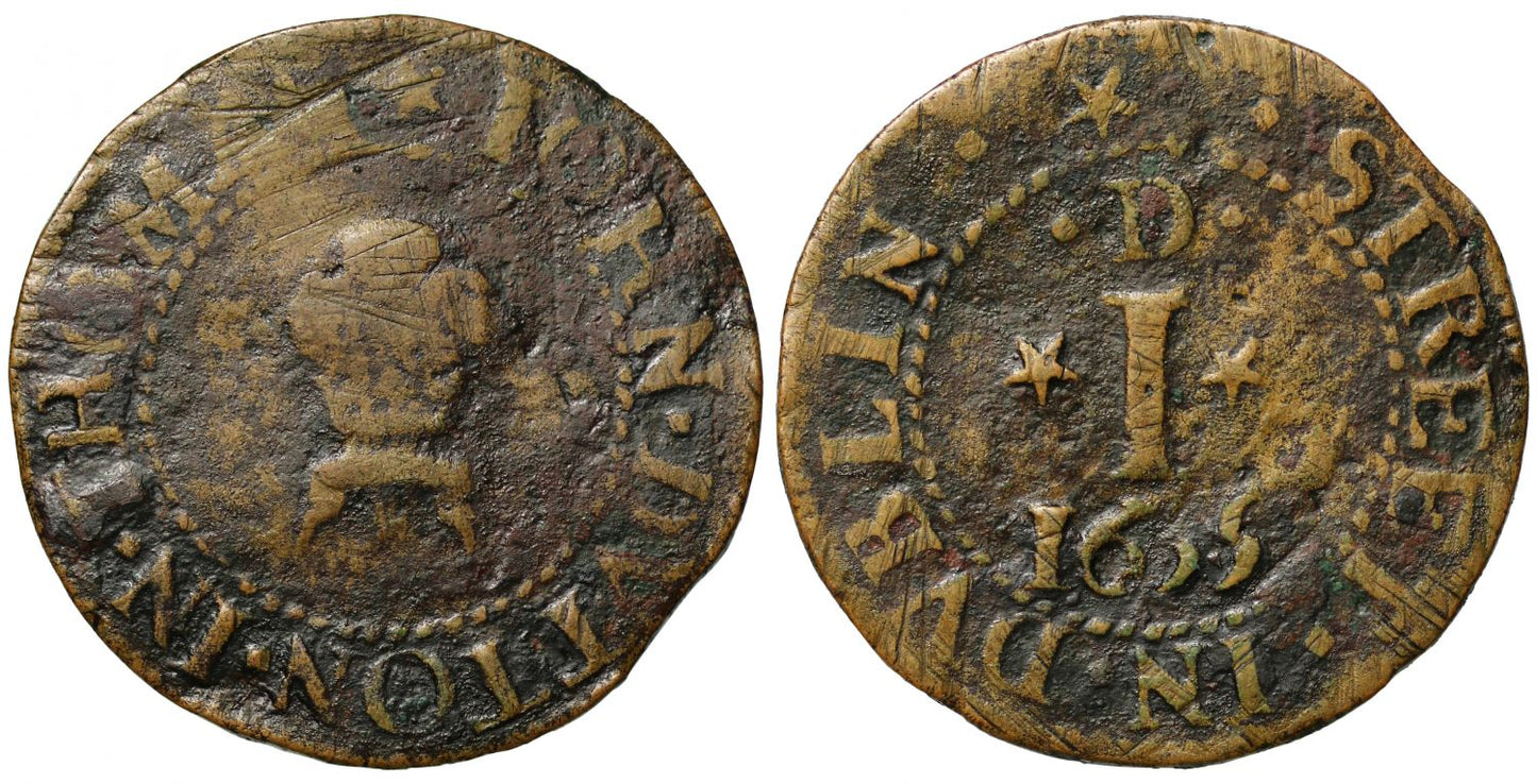 Ireland, Dublin, 17th century Token Penny, John Dutton, Thomas Street, 1655, ex Nott and Norweb