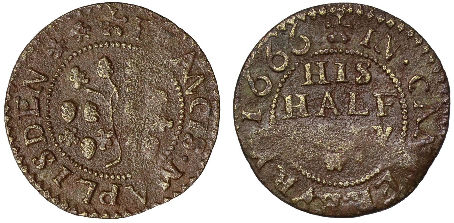 Kent, Canterbury, 1666 Halfpenny Francis Maplesden