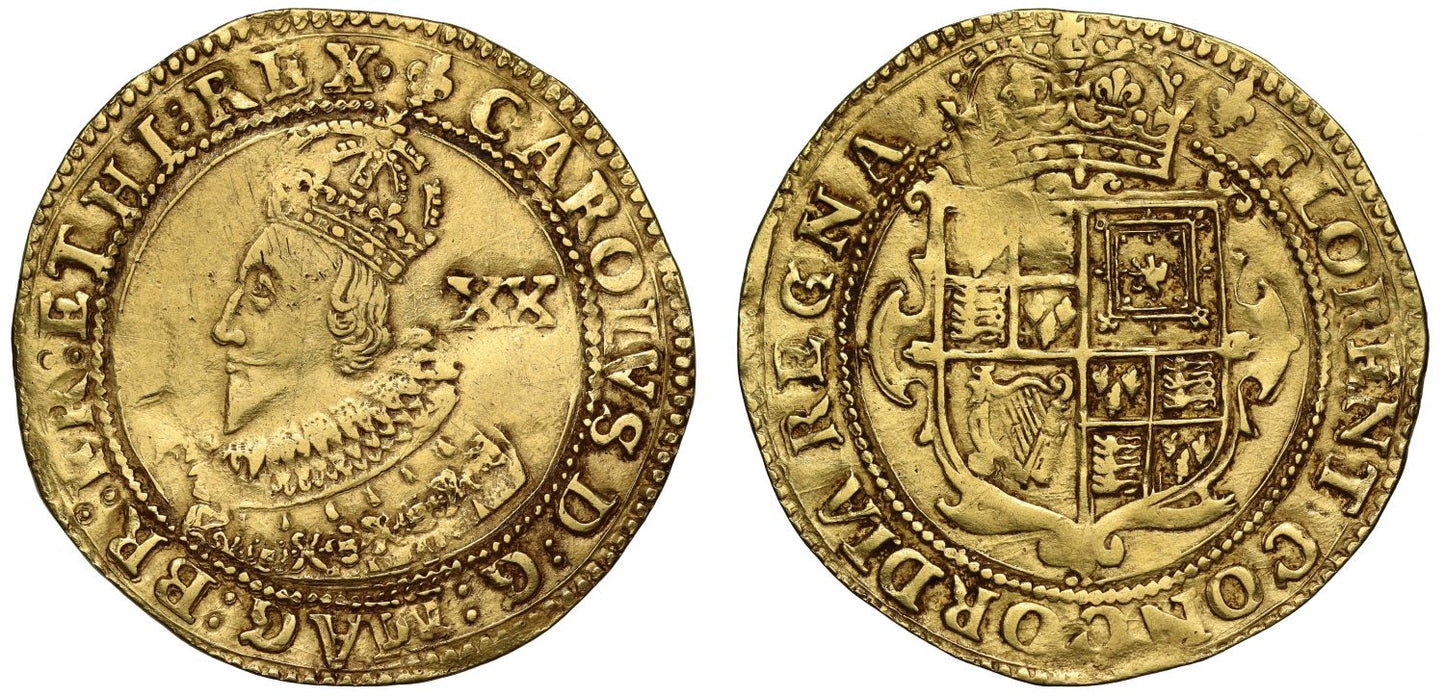 Charles I Unite, group A, first bust, class I, mintmark lis