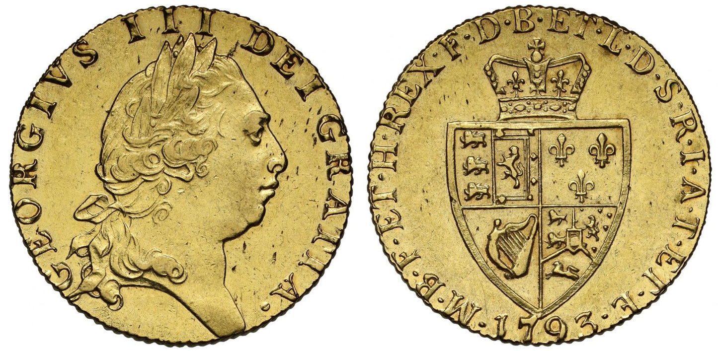 George III 1793 Guinea, fifth head, spade type reverse