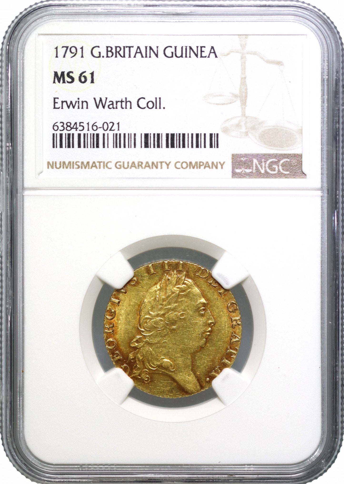 George III 1791 Guinea, MS61, fifth bust, spade reverse
