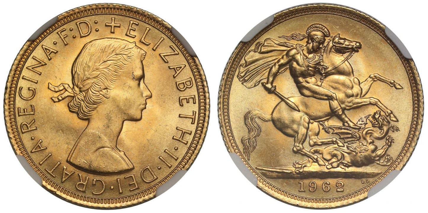 Elizabeth II 1962 Gillick Sovereign MS65