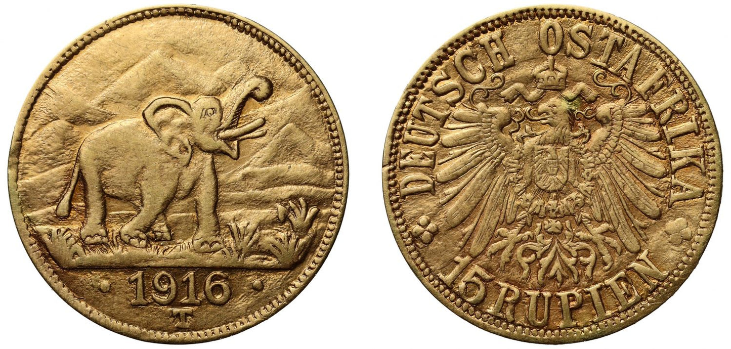 German East Africa, 15-Rupien, 1916-T AU Details