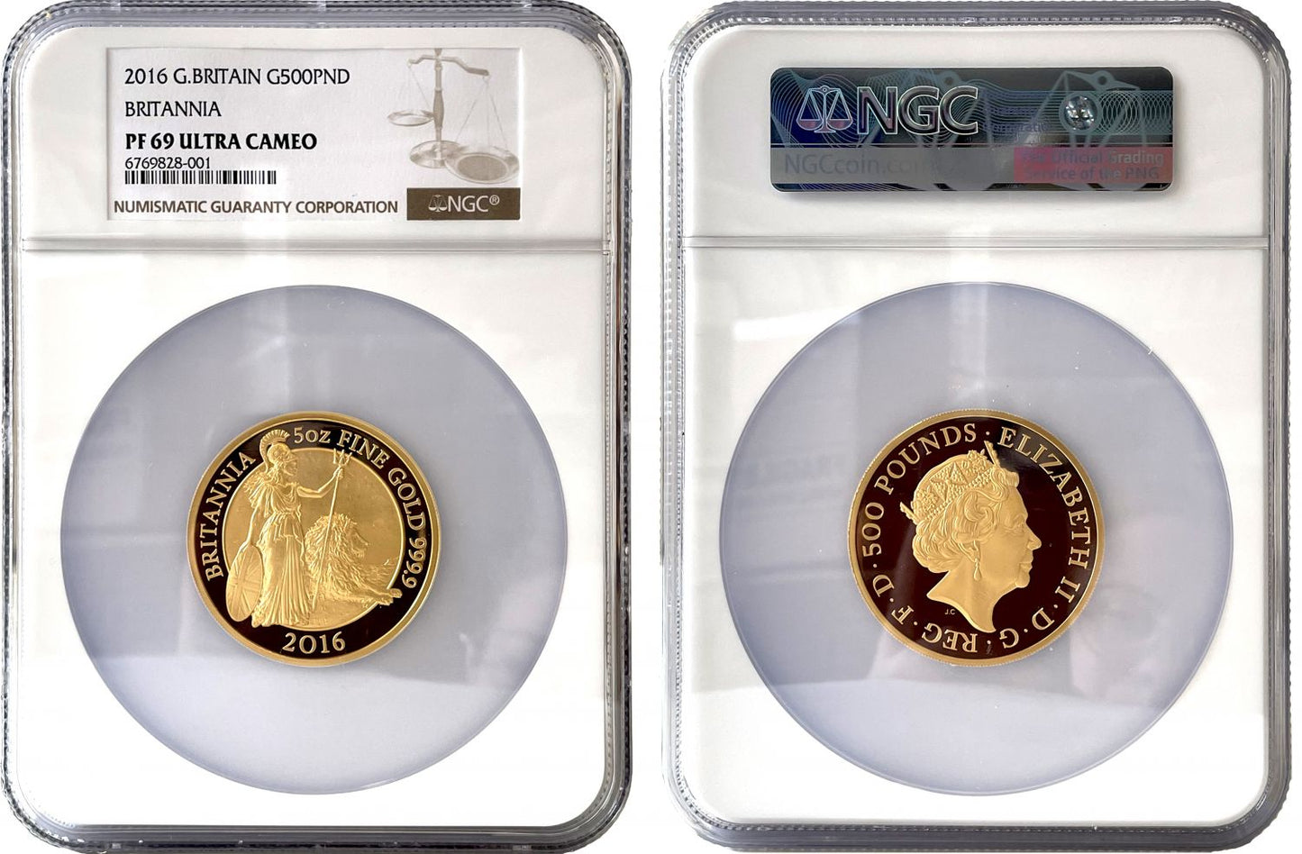 Elizabeth II 2016 gold proof 5oz Britannia PF69 UCAM