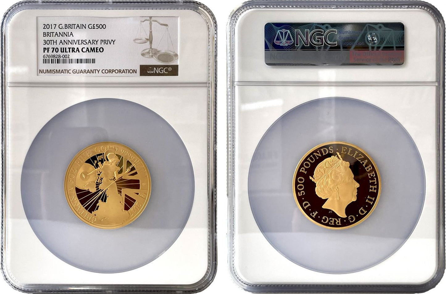 Elizabeth II 2017 gold proof 5oz Britannia PF70 UCAM