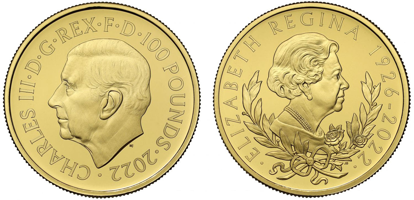 * Charles III 2022 gold proof 1oz Queen Memorial