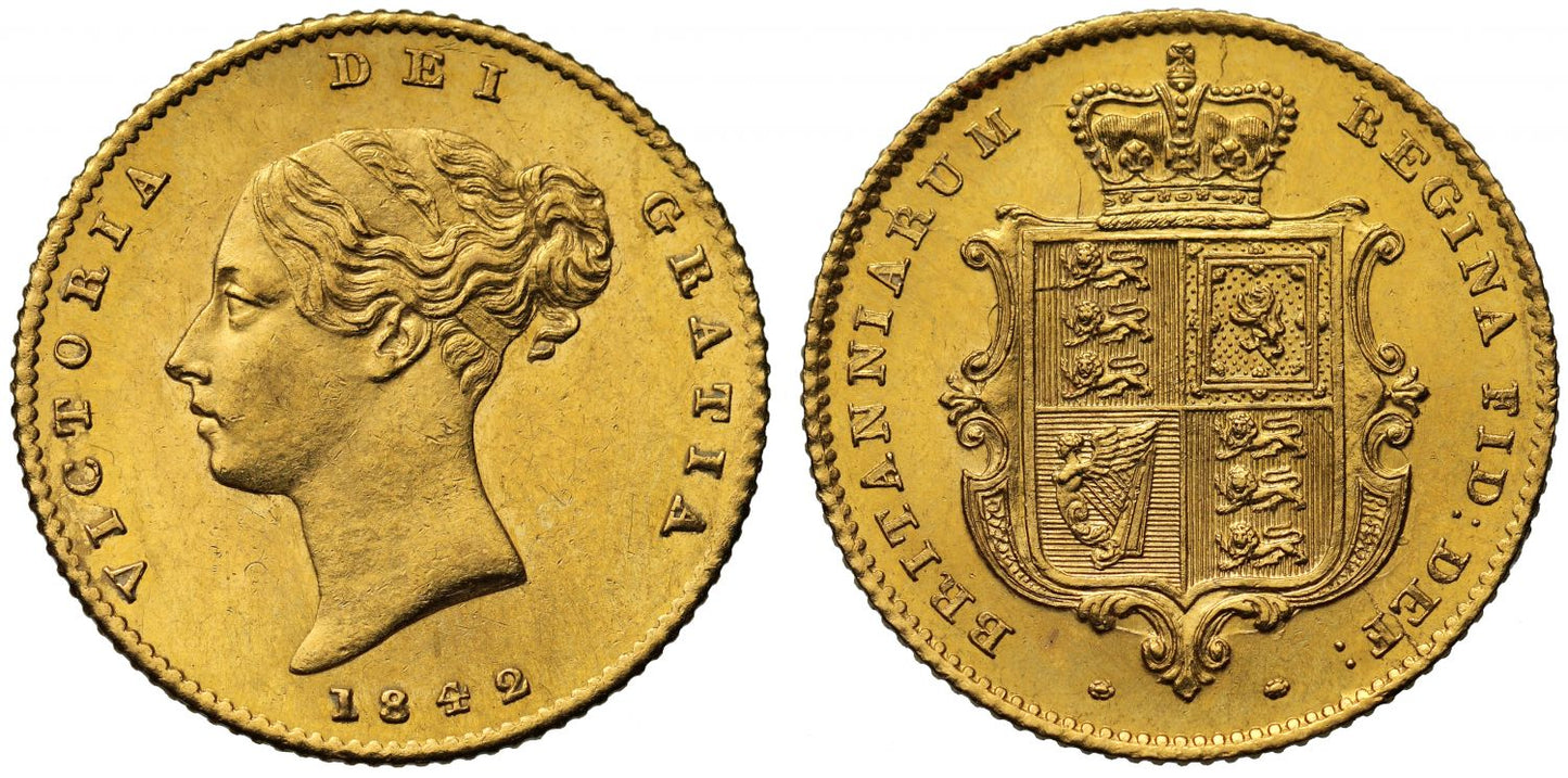Victoria 1842 Half-Sovereign, third year of issue, first young head