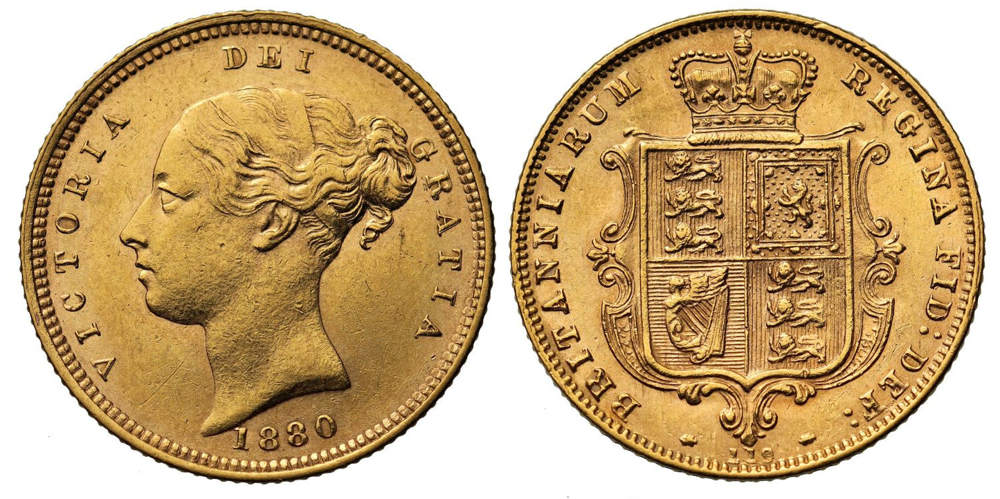 Victoria 1880 Half-Sovereign, type A5, die number 119, fifth young head