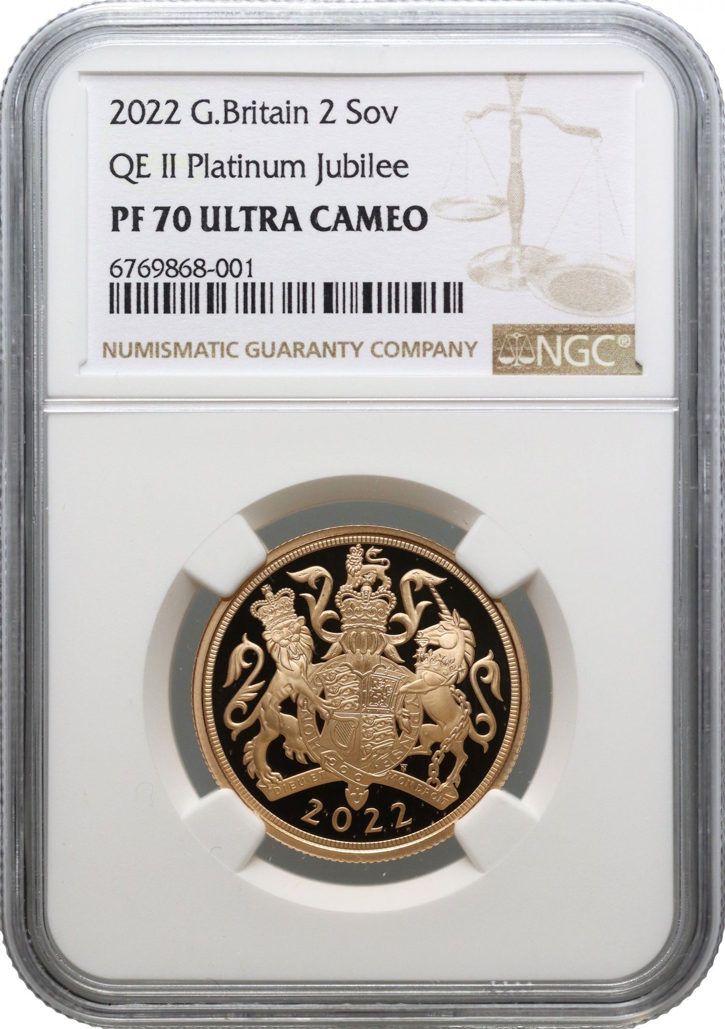 Elizabeth II 2022 PF70 UC Two-Pounds Platinum Jubilee