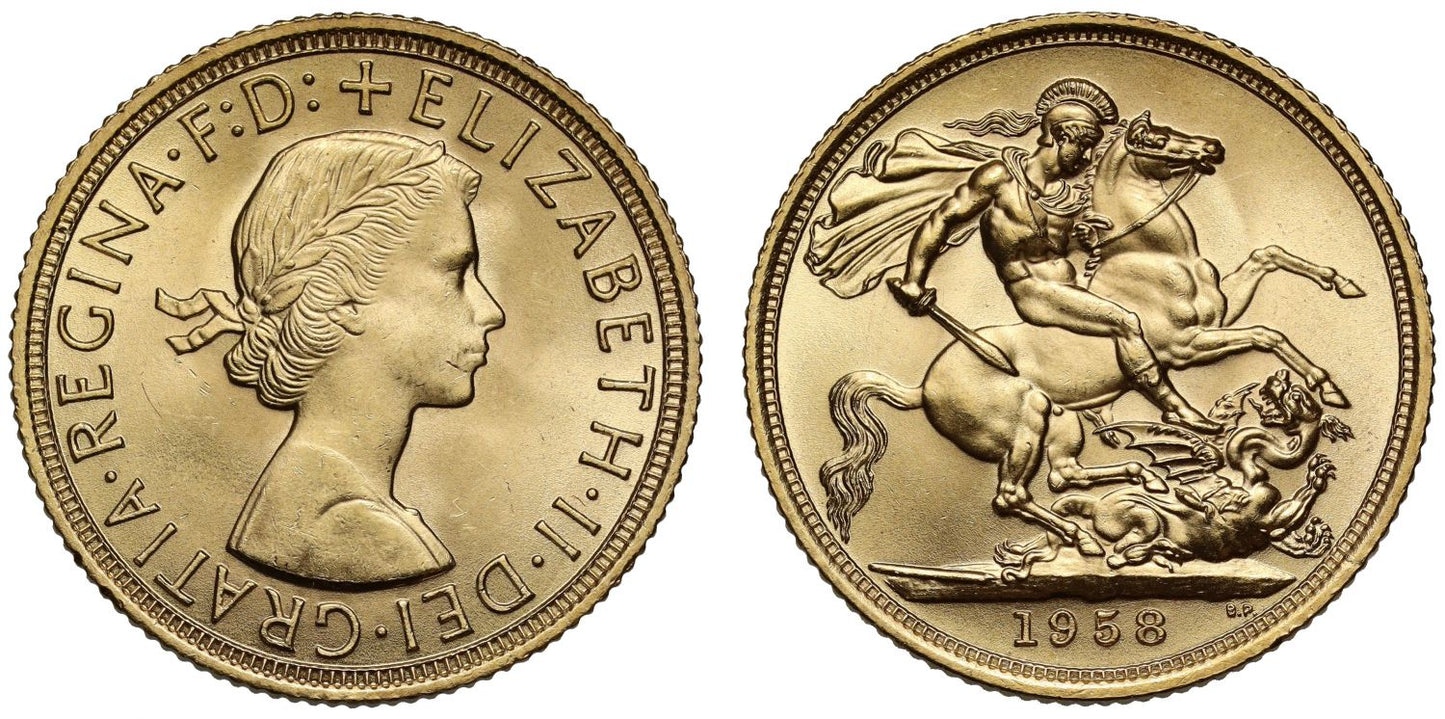 Elizabeth II 1958 Gillick Sovereign MS65