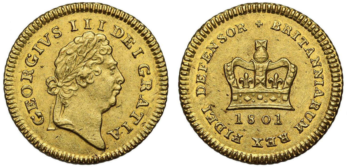 George III 1801 Third-Guinea, very rare date, first head, second type