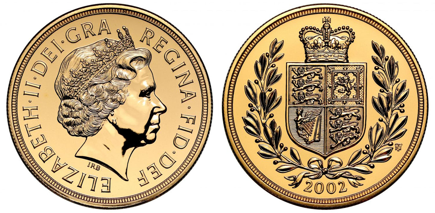 Elizabeth II 2002 gold £5 BU