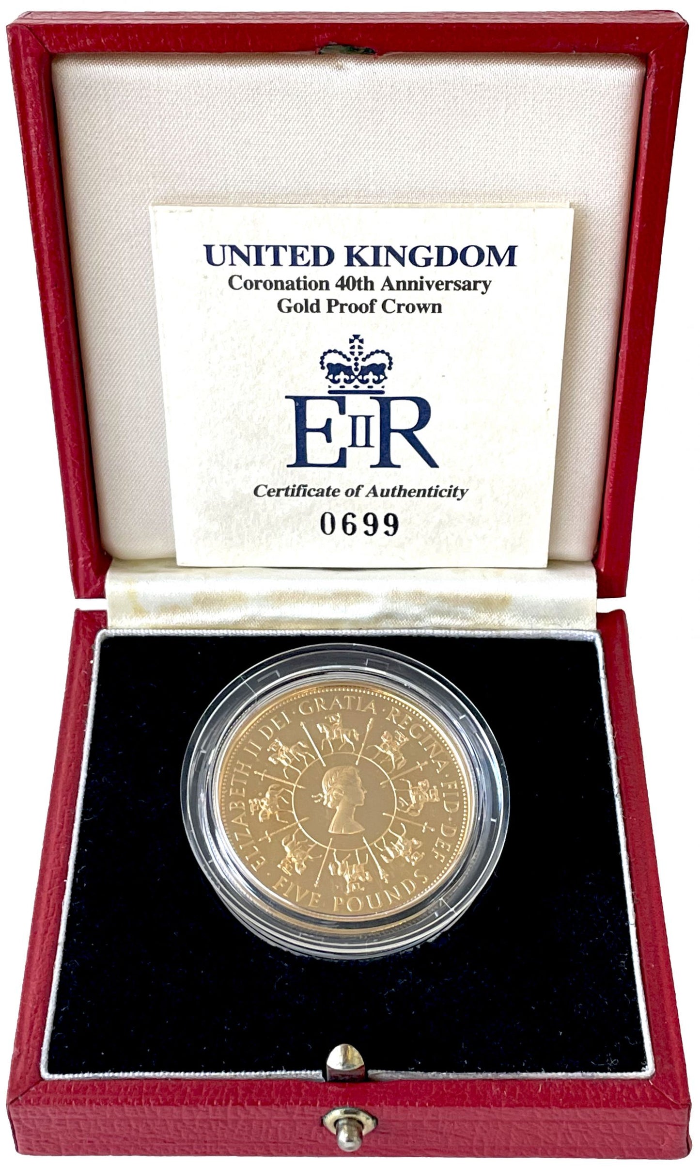 Elizabeth II 1993 proof Five-Pounds 40th Anniversary Coronation